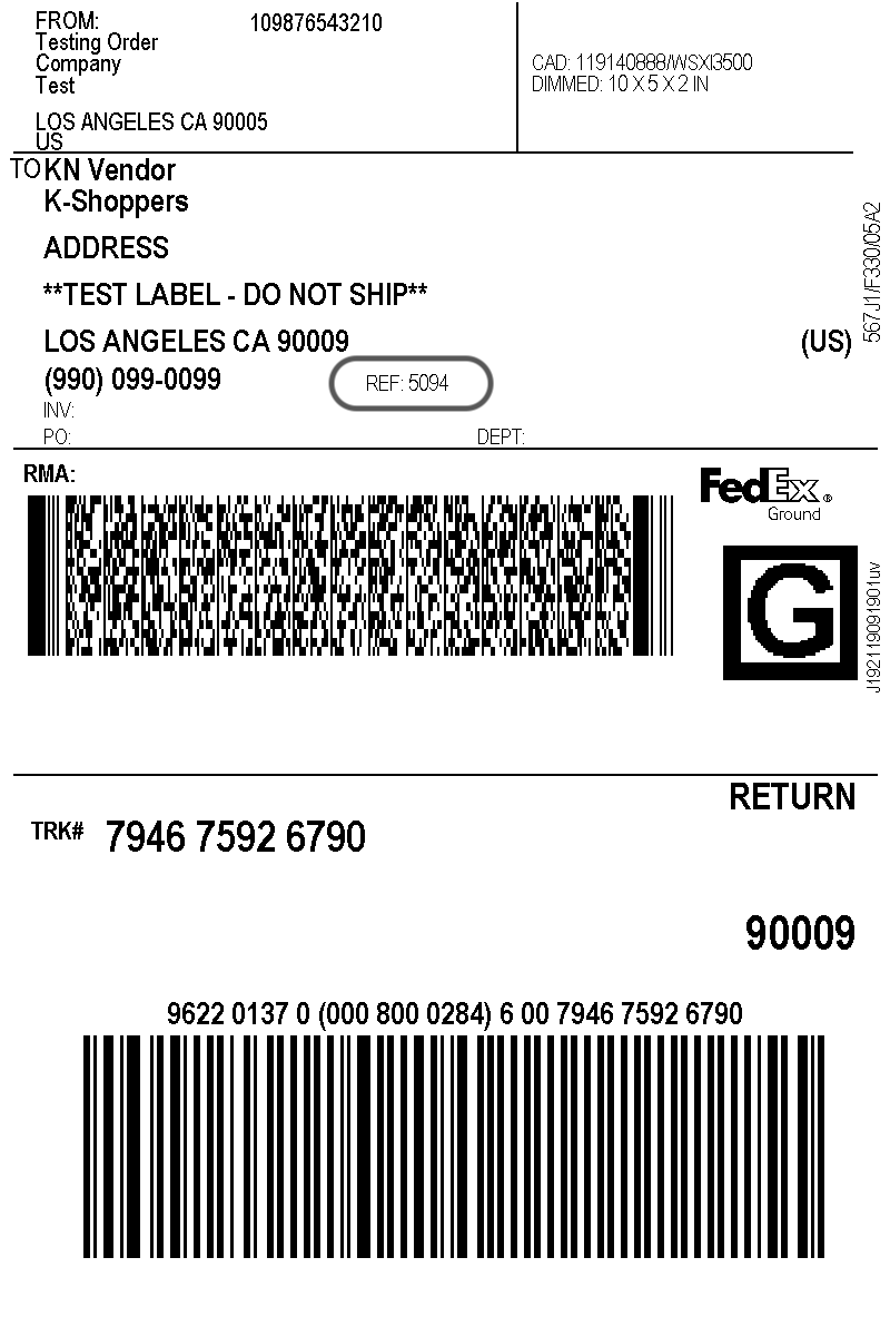 sample woocommerce fedex shipping label