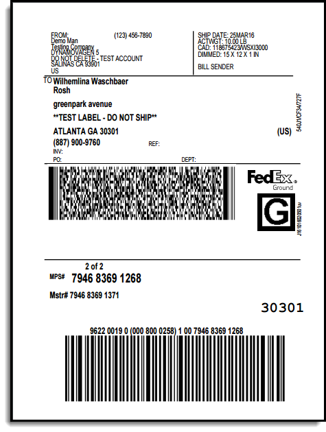 fedex shipping label