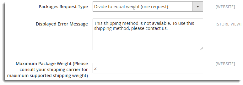 Packages request type