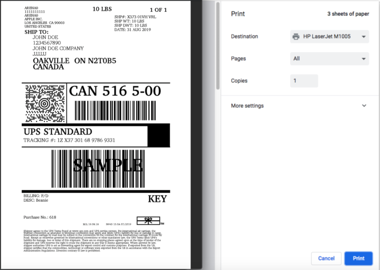 Print UPS Shipping Labels with Thermal Printers from & Shopify