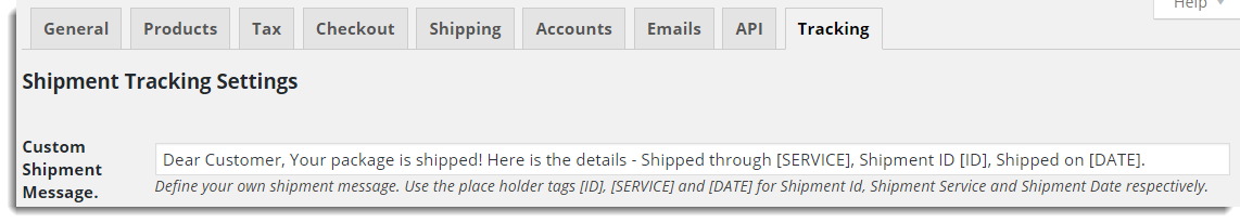 Customise Shipment Tracking Message