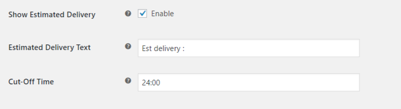 Estimated delivery date settings