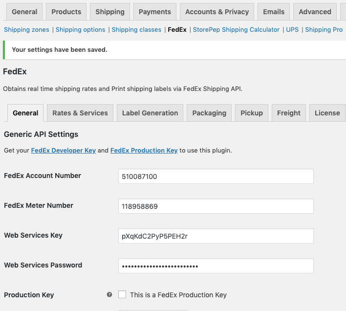 FedEx plugin account setup