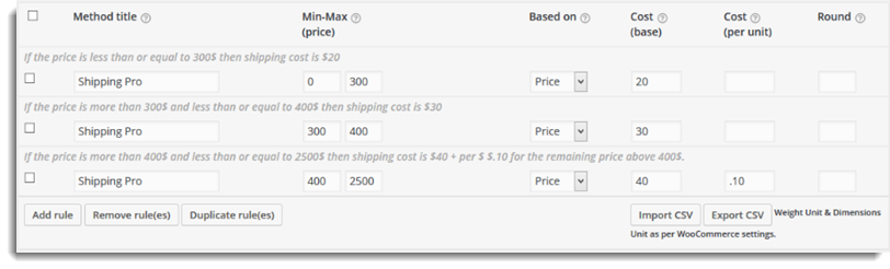 Calculate shipping with the percentage for the total price in the cart