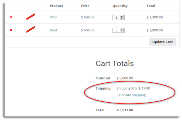 cart page with bundle rate addon