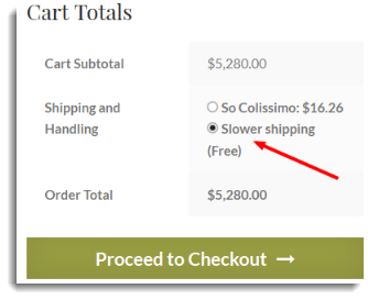 woocommerce cart page with free shipping