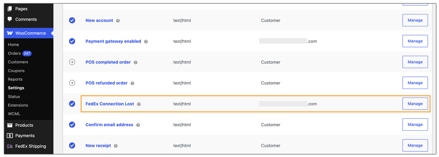fedex connection lost email