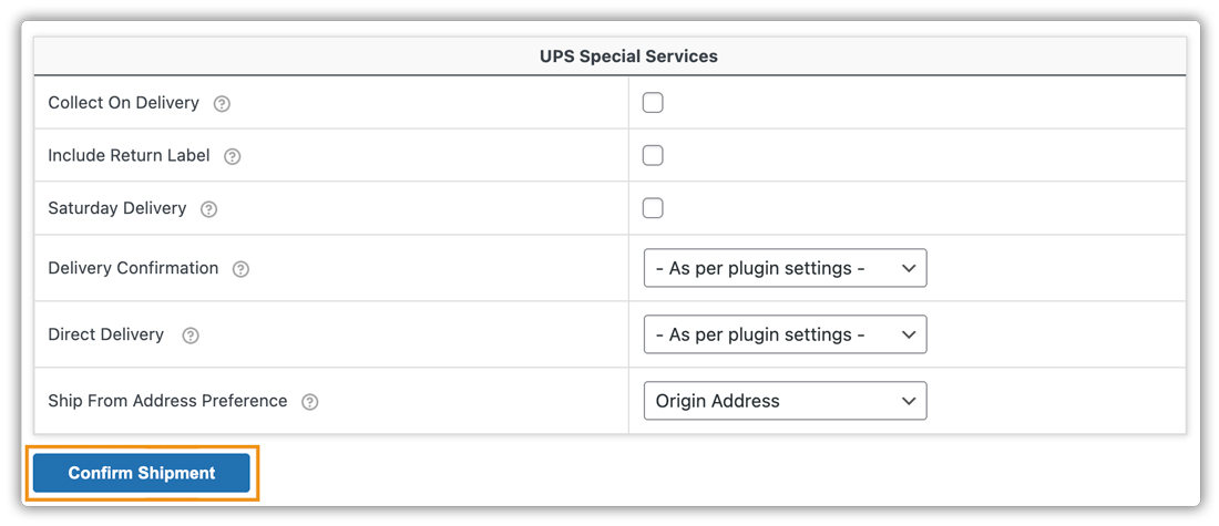 confirm ups shipments