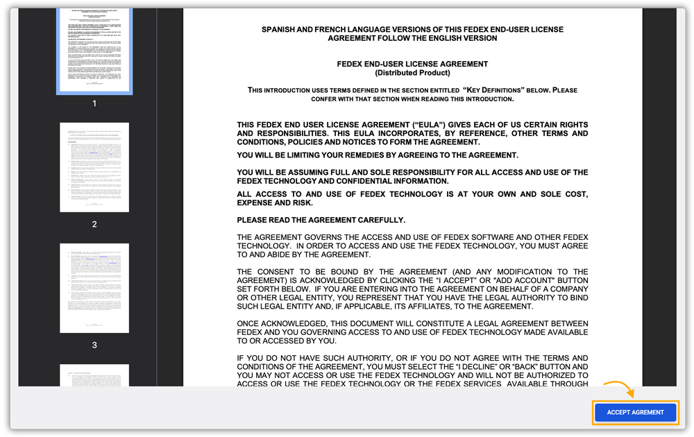 Accept The FedEx End-User License Agreement (EULA)