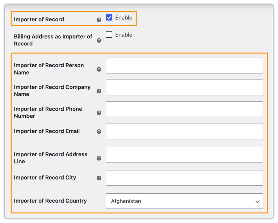 add importer details