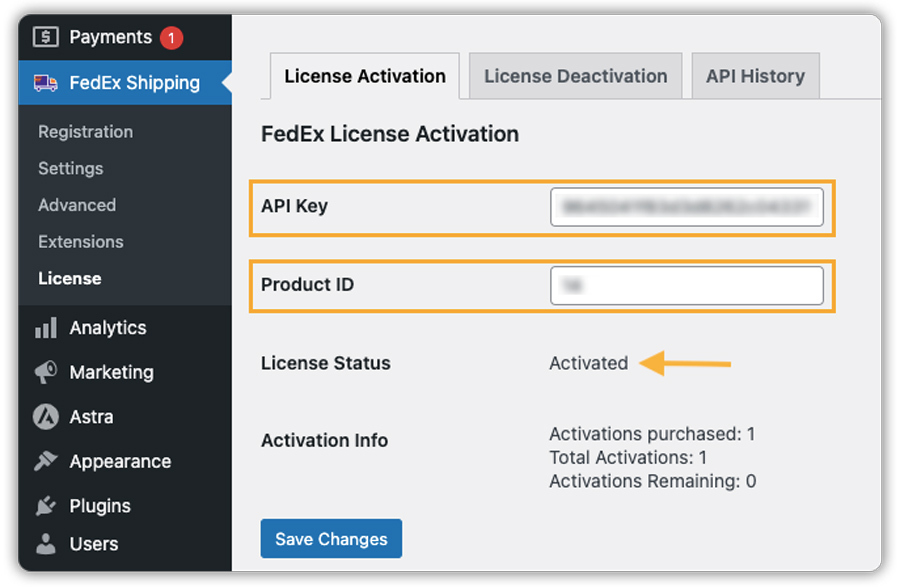 FedEx API Key and Product ID