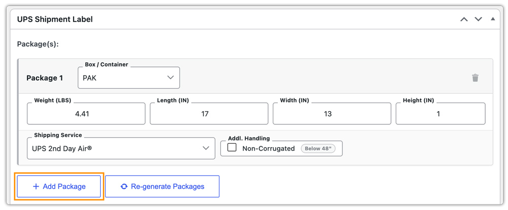 add ups package