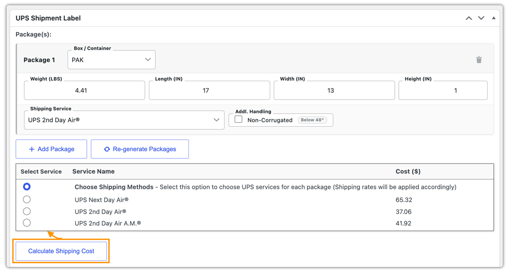 calculate shipping cost