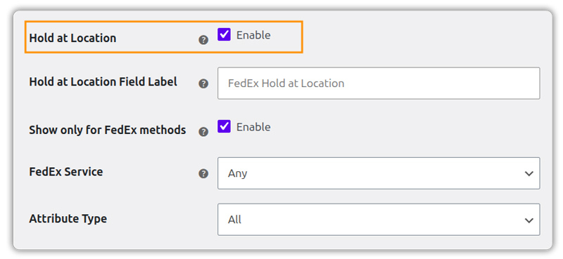 enable fedex hold at location 