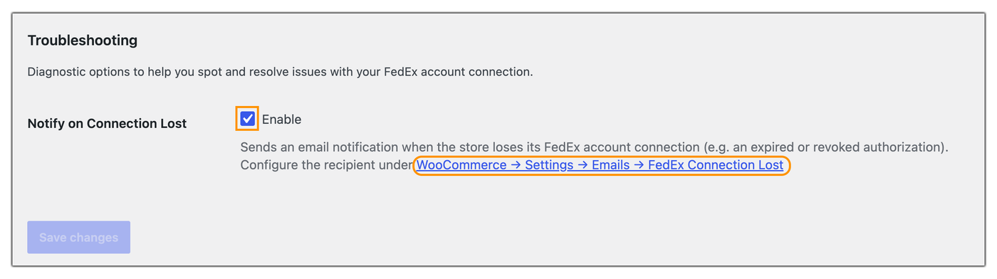 enable notify on connection lost