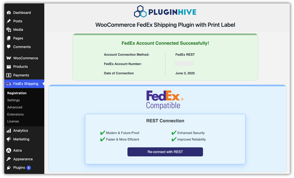 fedex account connected