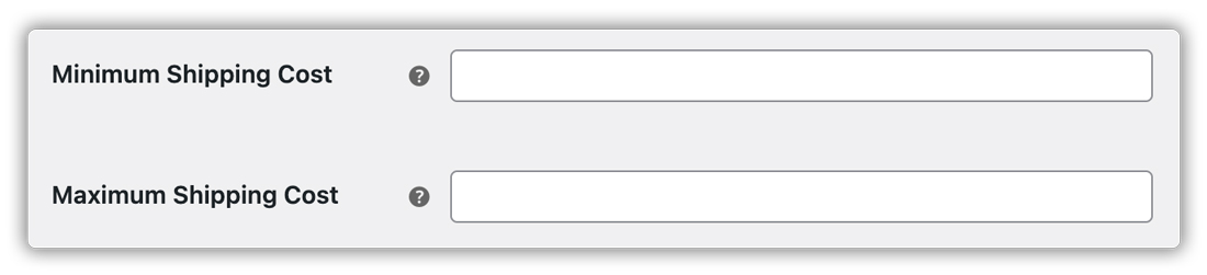 assign minimum and maximum shipping cost