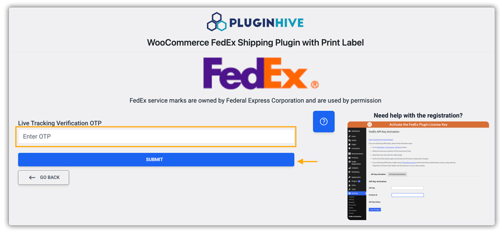 Enter FedEx Live Tracking Verification OTP
