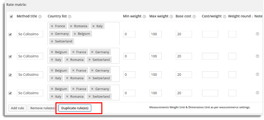 duplicate multiple shipping rules