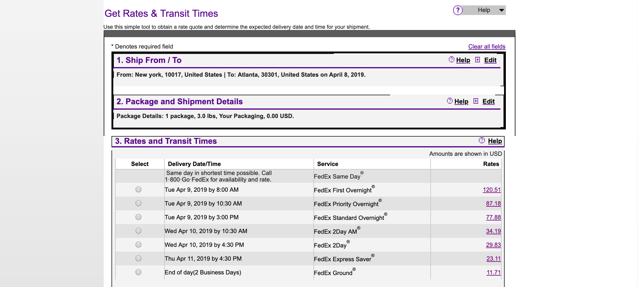 fedex shipping rates