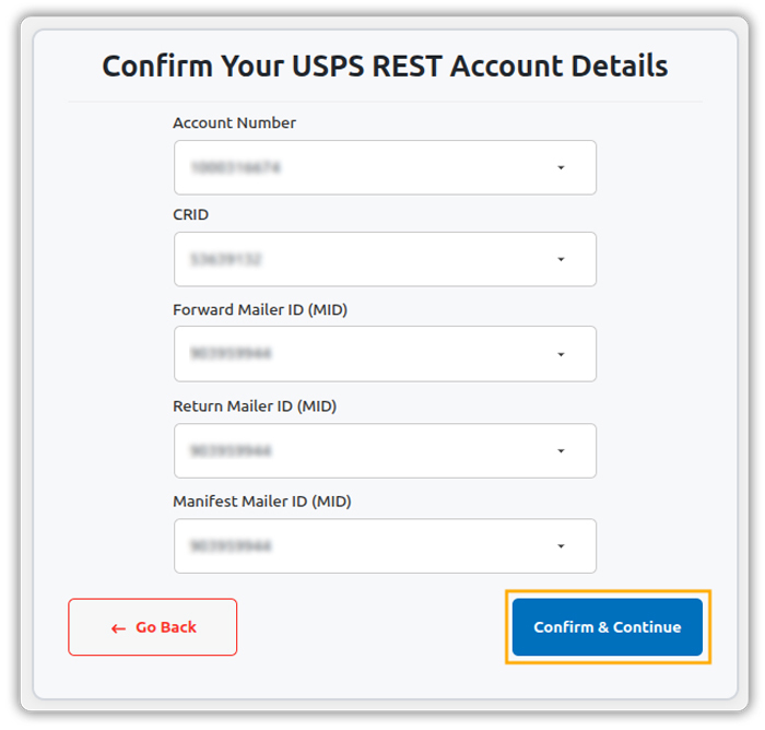 usps rest account details 