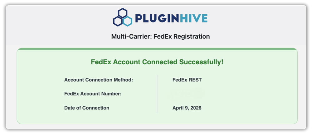 fedex account connected rest api success