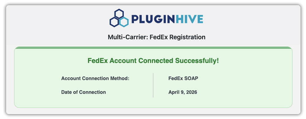 confirmation popup for connecting fedex using soap api
