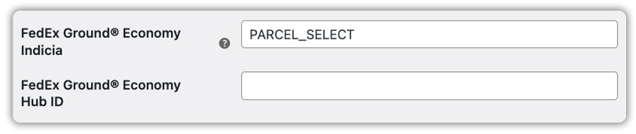 fedex ground economy indicia and hub id configuration fields