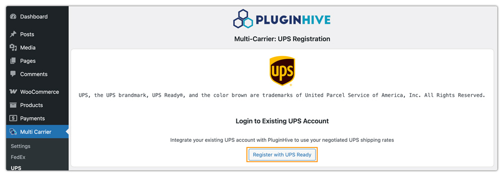 multi carrier ups registration