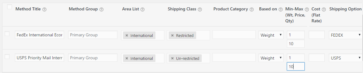 Shipping Class based rules