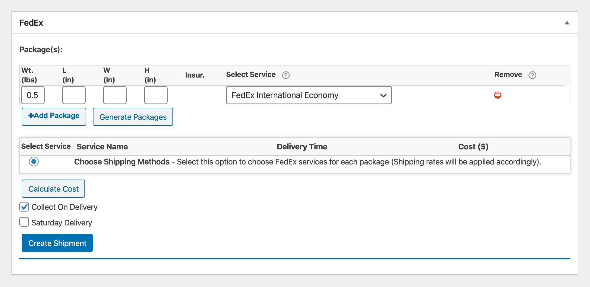 create woocommerce fedex shipment from netherlands