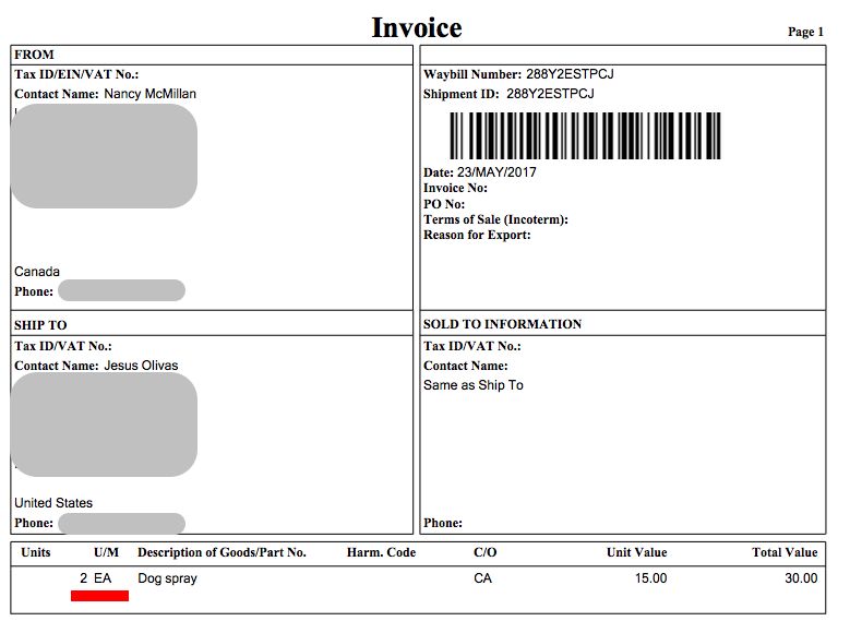 commercial invoice