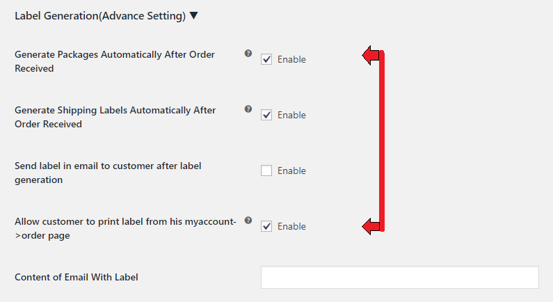 label generation - advanced settings