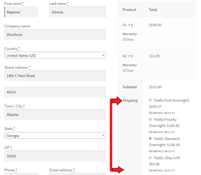 shipping rates