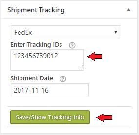 Save/Show Tracking Info