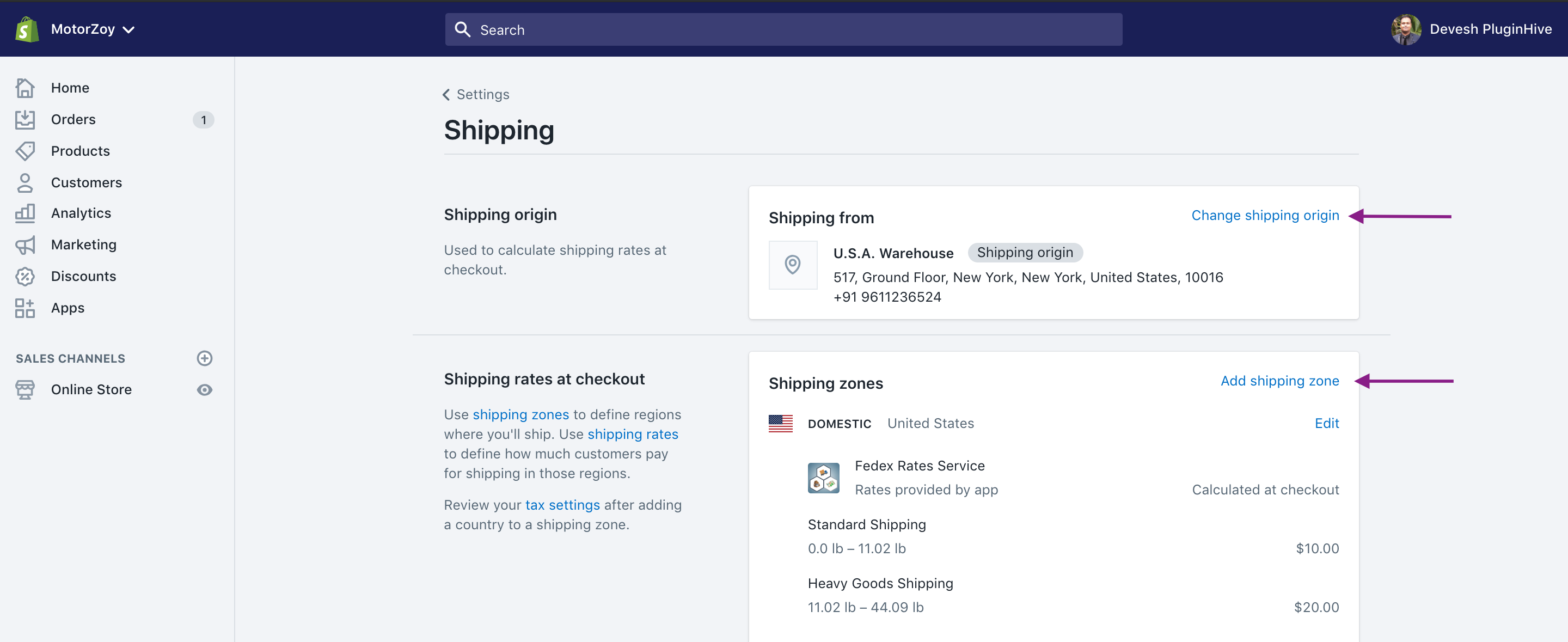 shopify fedex shipping zones