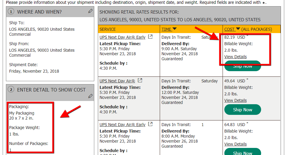 UPS official rates