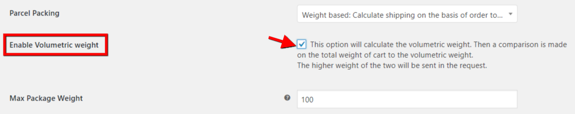 Volumetric weight for UPS