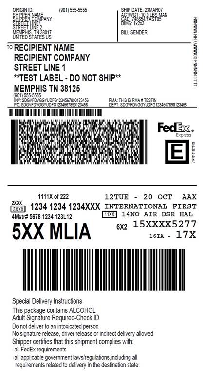 shipping label