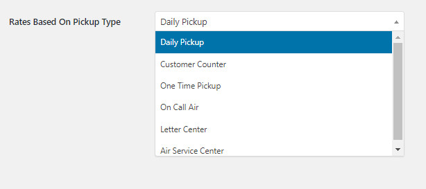 Pickup Types supported by UPS Shipping plugins