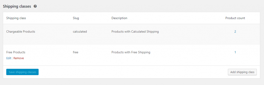 woocommerce shipping classes