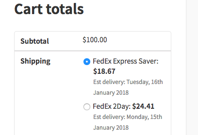 Delivery date on cart page