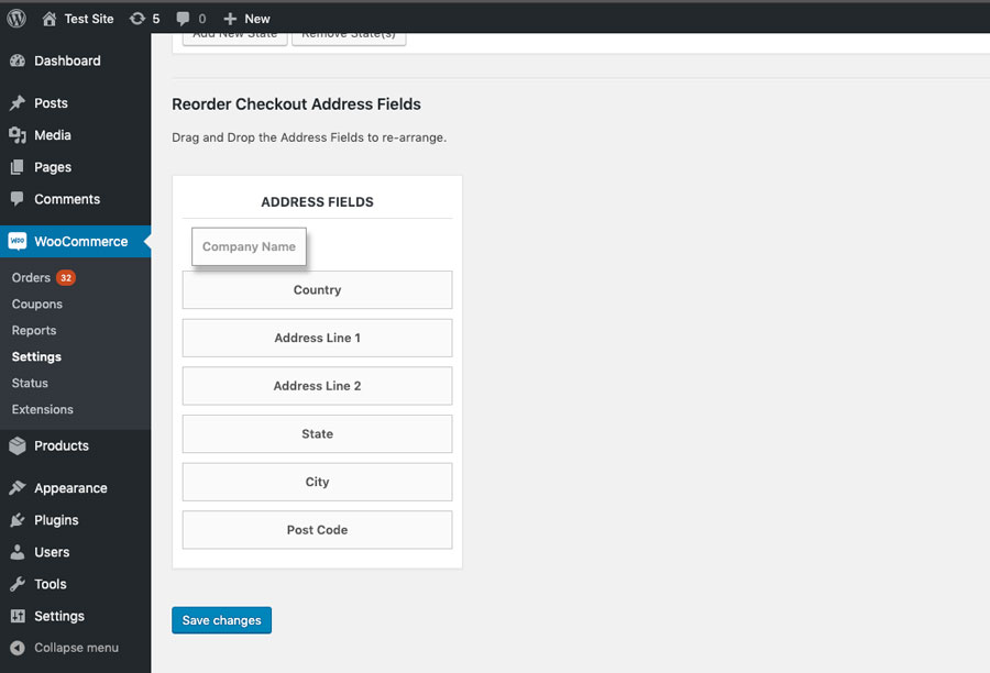 reorder checkout address field