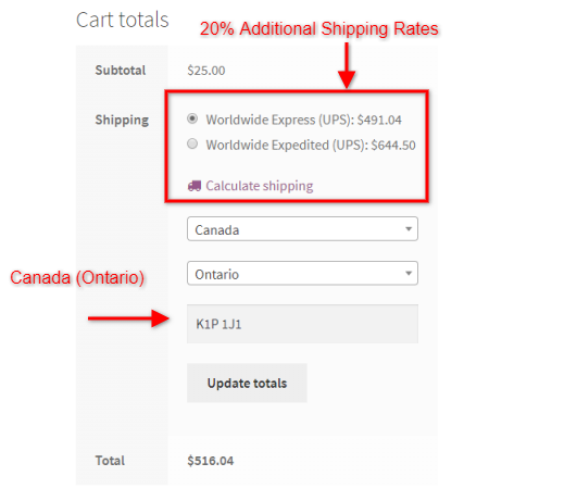 Additional shipping cost