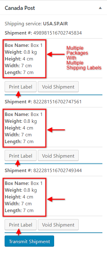 Shipping Label for Multiple Packages