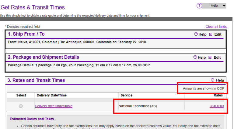 FedEx rates calculator