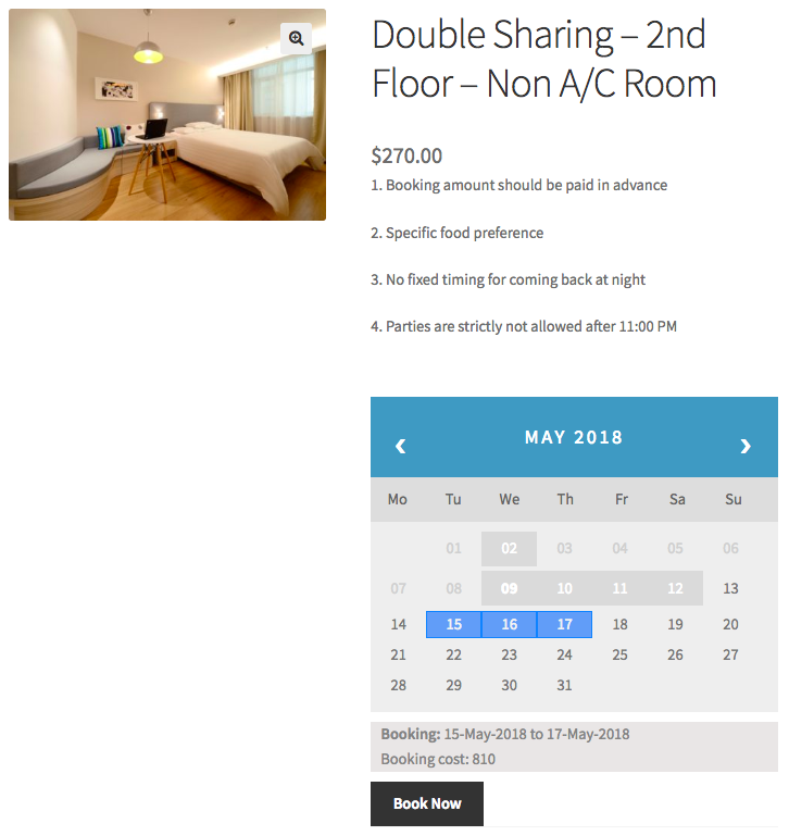 woocommerce double sharing rooms