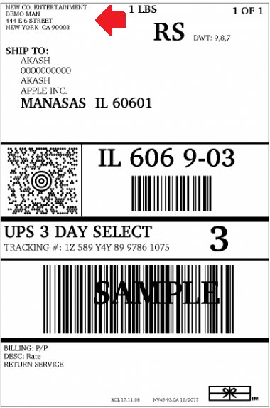 UPS Shipping label