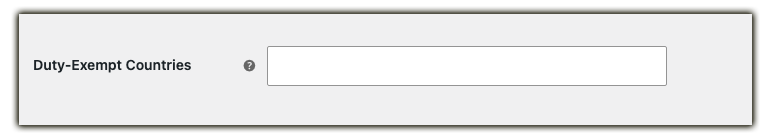 duty exempt countries field