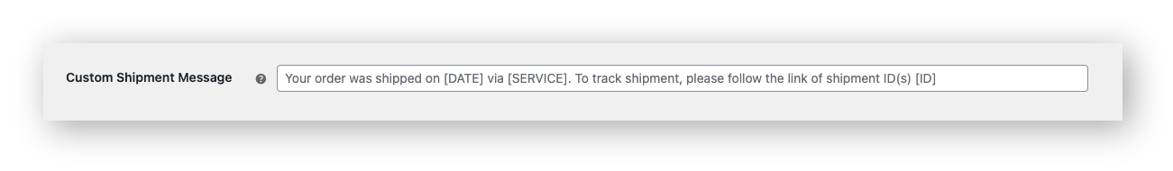 royal mail custom shipment message
